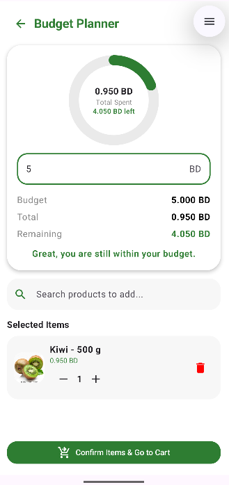 Budget Planner Screen