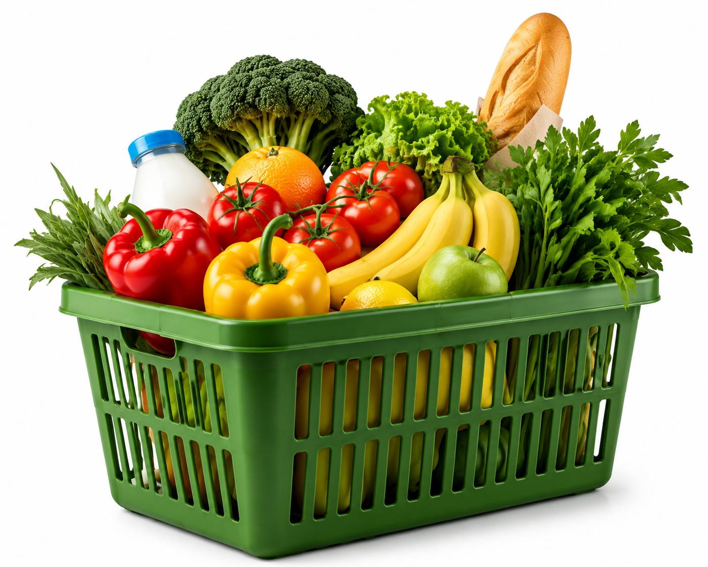 Green grocery basket